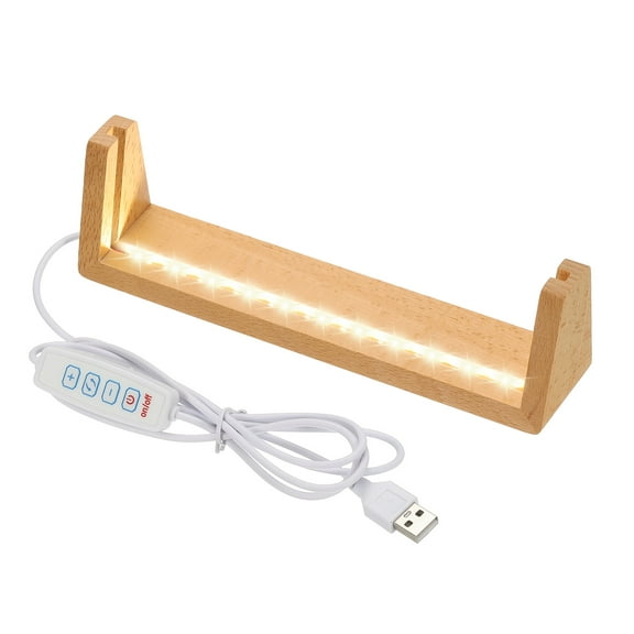 Uxcell 8 Inch Wooden LED Light Base Beech Wood Light Display Stand Table Lighted Lamp Base Night Light, 3 Colors Light