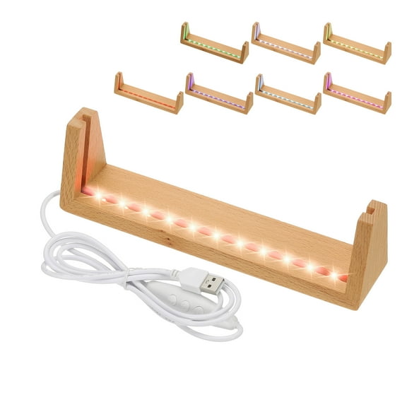 Uxcell 8 Inch Wooden LED Light Base Beech Wood Light Display Stand Table Lighted Lamp Base Night Light, Colorful Light