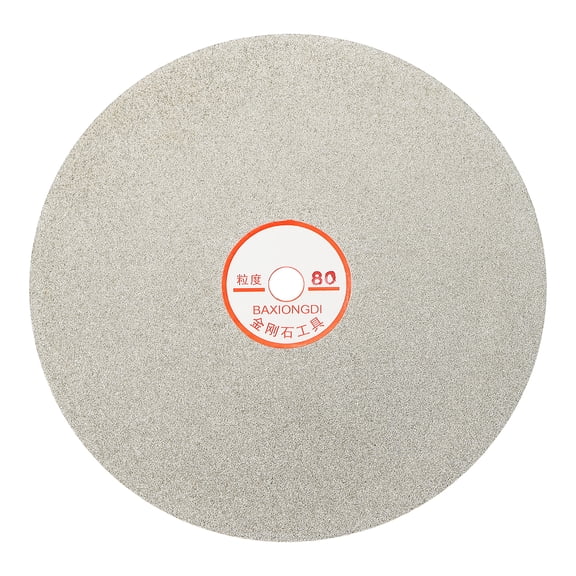 Uxcell 8 Inch x 1/2" Arbor Diamond Flat Lap Disc, 80 Grit Diamond Grinding Disc for Grinder Machine - Lapping Polishing Disc for Sanding Glass Stone Ceramics