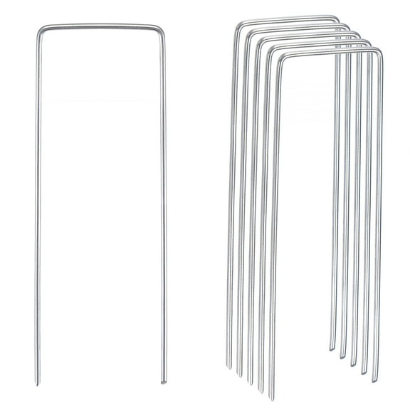 Uxcell 8" L x 0.08" Dia. U Shape Garden Landscape Staples Galvanized Silver Tone 25 Pack