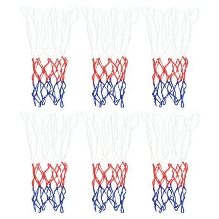 Uxcell 8 Loops PP Mini Basketball Hoop Net Replacement Rim Nets, White Red Blue 6 Pack