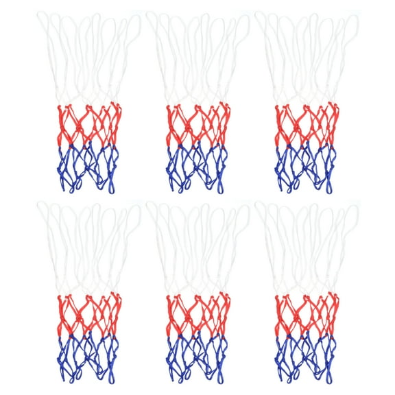 Uxcell 8 Loops PP Mini Basketball Hoop Net Replacement Rim Nets, White Red Blue 6 Pack