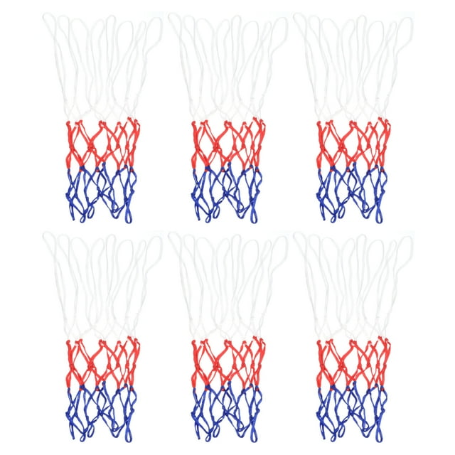 Uxcell 8 Loops PP Mini Basketball Hoop Net Replacement Rim Nets, White Red Blue 6 Pack