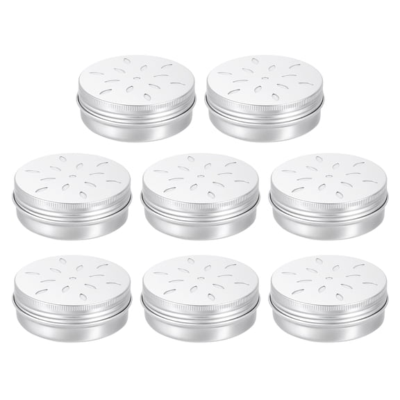 Uxcell 8 PCS Hollow Aluminium Tins 2oz/60ml Refillable Screw Lid Round Jars Sample for Air Travel Storage