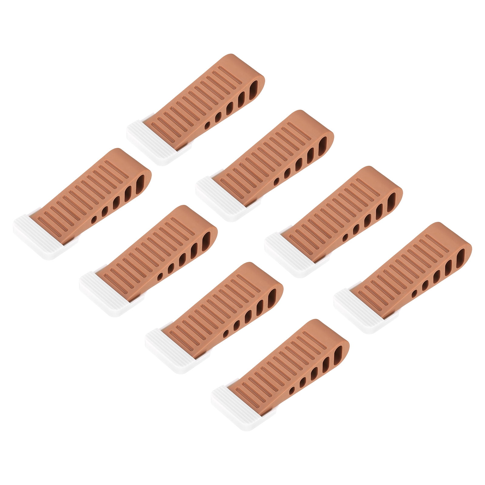Uxcell 8 Pack 1.18" TPR Door Stoppers with Holder for Bottom Door Stop Wedge, Dark Brown