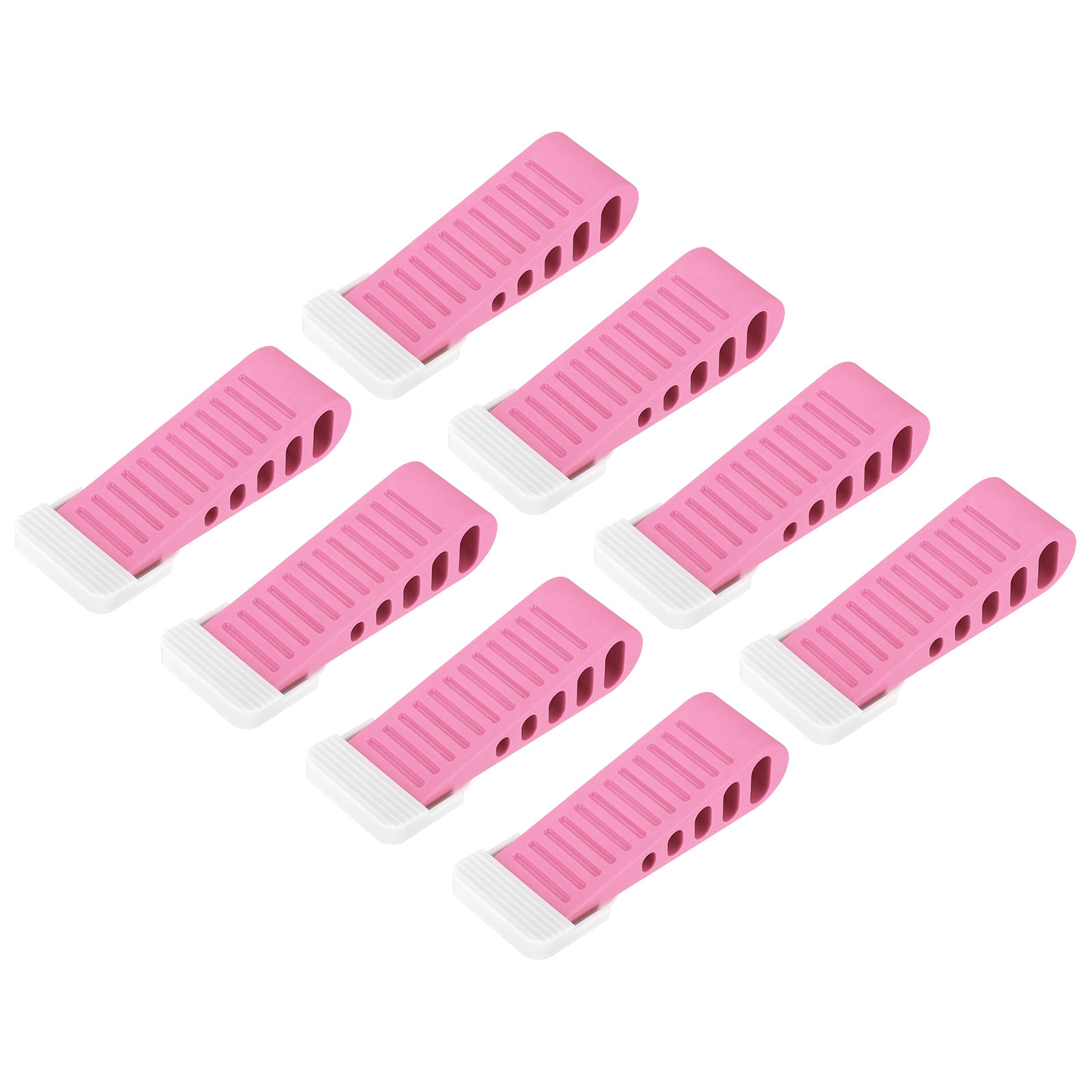 Uxcell 8 Pack 1.18" TPR Door Stoppers with Holder for Bottom Door Stop Wedge, Pink