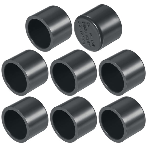 Uxcell 8-Pack 1/2 Inch PVC Pipe End Cap Fitting, SCH40 Pipe Plug Adapter for Plumbing/DIY/Garden, Socket Cap Connector [Gray]