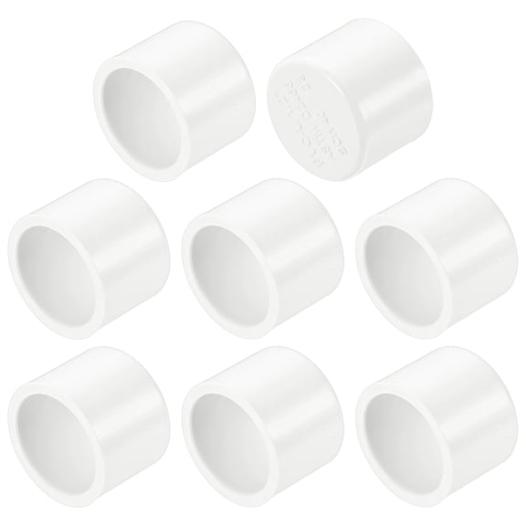 Uxcell 8-Pack 1/2 Inch PVC Pipe End Cap Fitting, SCH40 Pipe Plug Adapter for Plumbing/DIY/Garden, Socket Cap Connector [White]