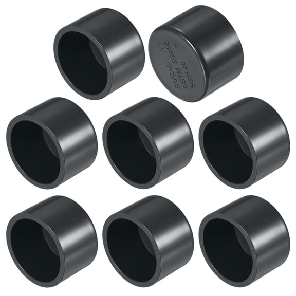 Uxcell 8-Pack 1 Inch PVC Pipe End Cap Fitting, SCH40 Pipe Plug Adapter for Plumbing/DIY/Garden, Socket Cap Connector [Gray]