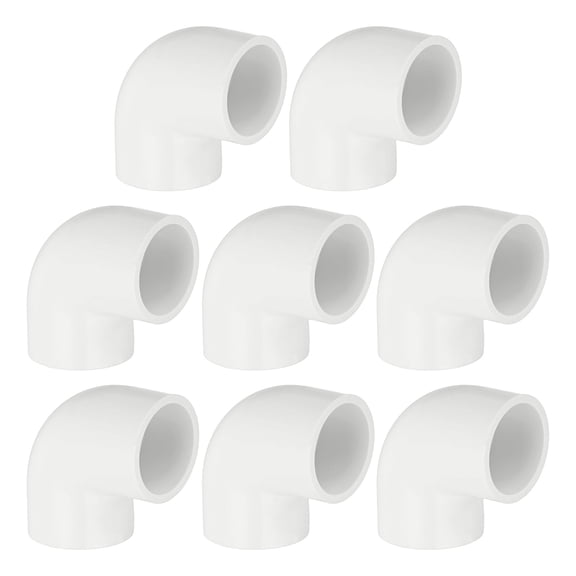 Uxcell 8-Pack 3/4 Inch PVC 90 Degree Elbow Pipe Fittings, SCH40 2 Way Right Angle PVC Pipe Fitting for DIY [Socket x Socket, White]