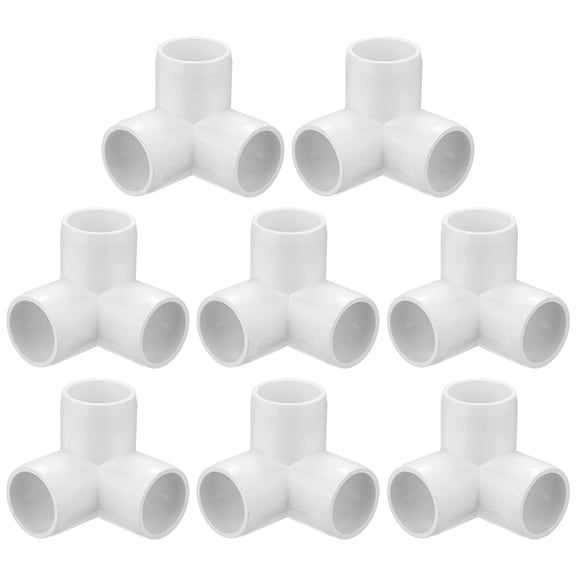 Uxcell 8-Pack 3/4 Inch PVC Fitting 3 Way Elbow Connector, Sch40 3 Way PVC Fittings for Building FurnitureGreenhouse/Shed [White]