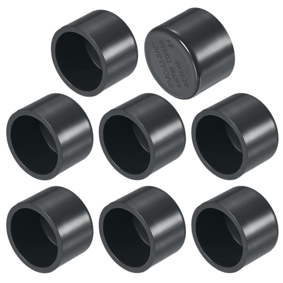 Uxcell 8-Pack 3/4 Inch PVC Pipe End Cap Fitting, SCH40 Pipe Plug Adapter for Plumbing/DIY/Garden, Socket Cap Connector [Gray]