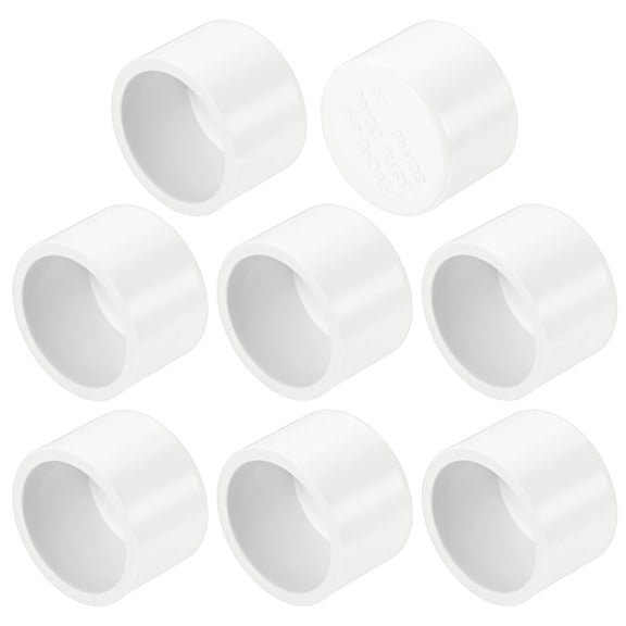 Uxcell 8-Pack 3/4 Inch PVC Pipe End Cap Fitting, SCH40 Pipe Plug Adapter for Plumbing/DIY/Garden, Socket Cap Connector [White]