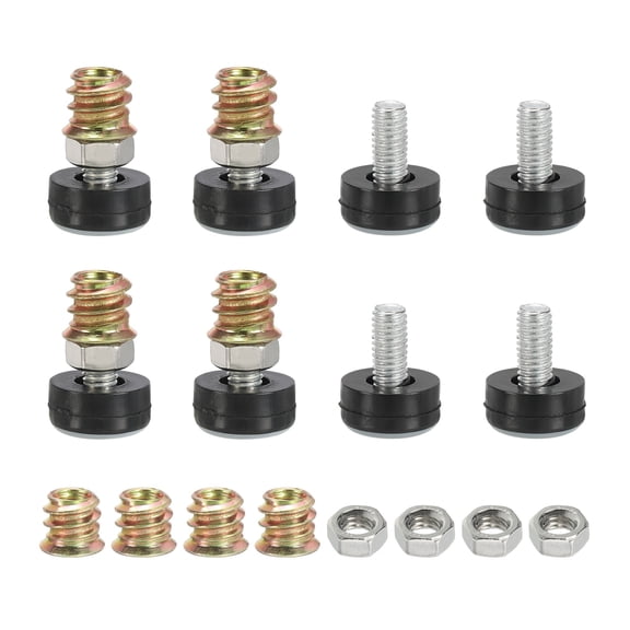 Uxcell 8 Pack Adjustable Furniture Leveling Feet, M6 x 12mm Furniture Legs Levelers, Threaded Adjustable Foot Pad for Tables Chairs Cabinets Sofa Raiser, 16mm Width