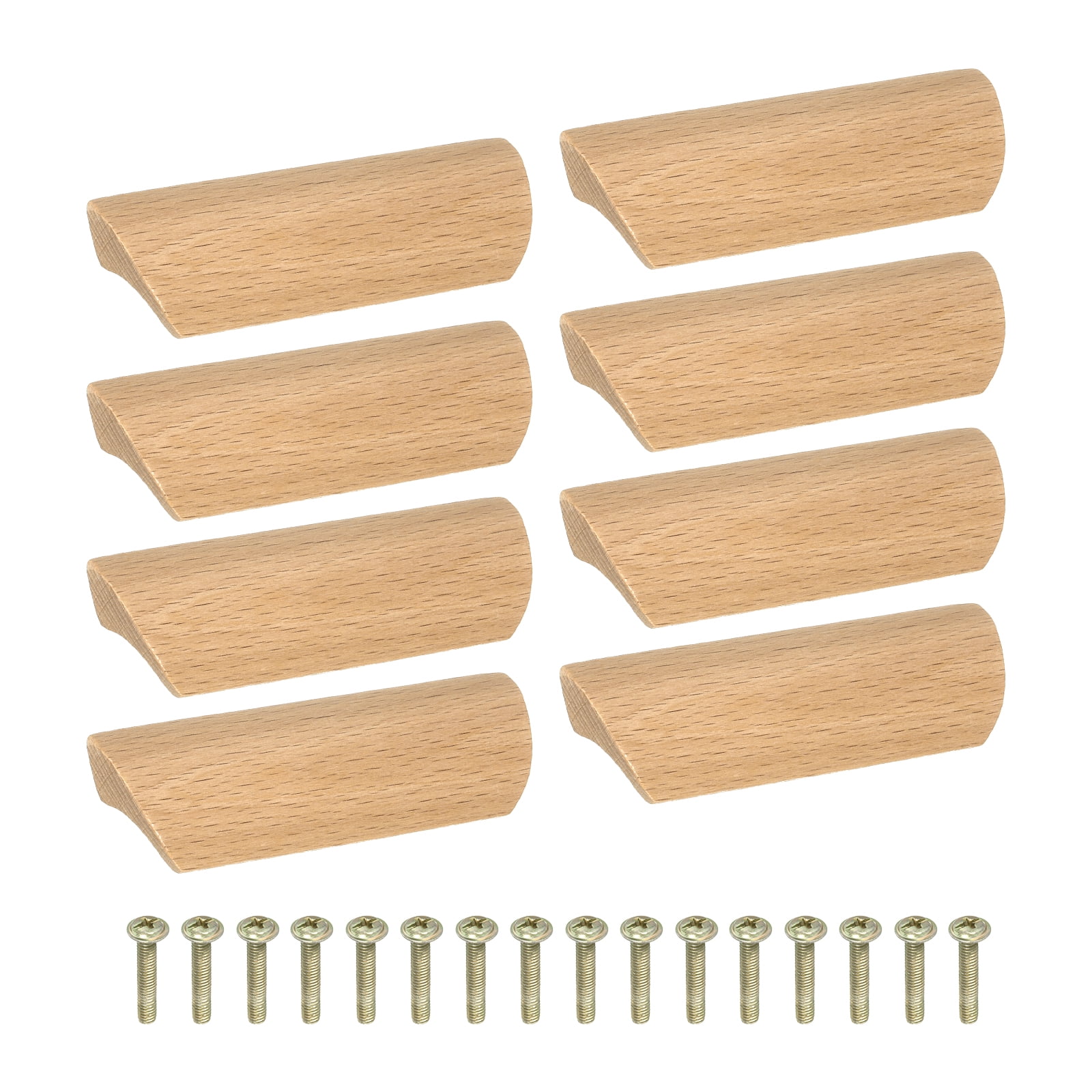 Uxcell 8 Pack Beech Wood 2.52" Hole Spacing Cabinets Drawer Pulls ...