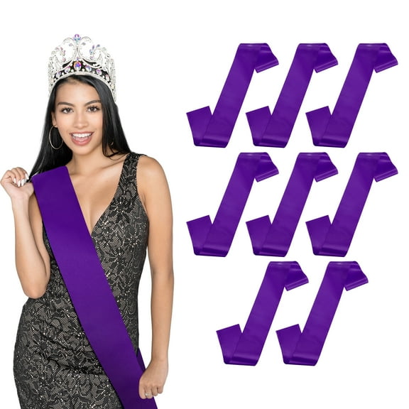 Uxcell 8-Pack Blank Satin Sash, 3.8"/95mm Party Accessory Sashes for Wedding/Birthday/Party Decorations/DIY /Graduation [Purple]
