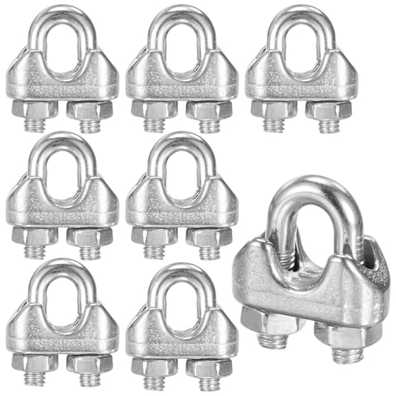Uxcell 8-Pack Cable Clamps, M3 Stainless Steel Wire Rope Clip Thimble U Bolt Saddle Fastener Wire Clamps