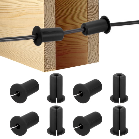 Uxcell 8-Pack Cable Routing Kit, 3/4 Inch Wall Hole Silicone Feed Through Wall Grommet Cover Bushing for Ethernet Cable Black