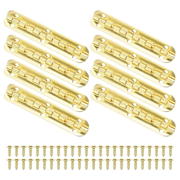 Uxcell 8-Pack Door Hinges, 2 5/9in (65mm) Electroplated Iron Interior Door Folding Butt 90°Mini Hinges with Screw [Gold Tone]