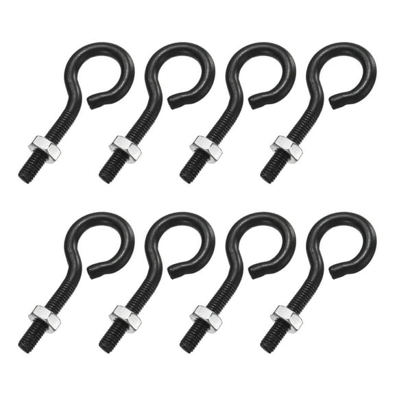Uxcell 8 Pack Eye Bolts, M3 x 20mm 304 Stainless Steel Threaded EyeBolt Black Eye Hooks with Nut for Hanging or Securing Cables