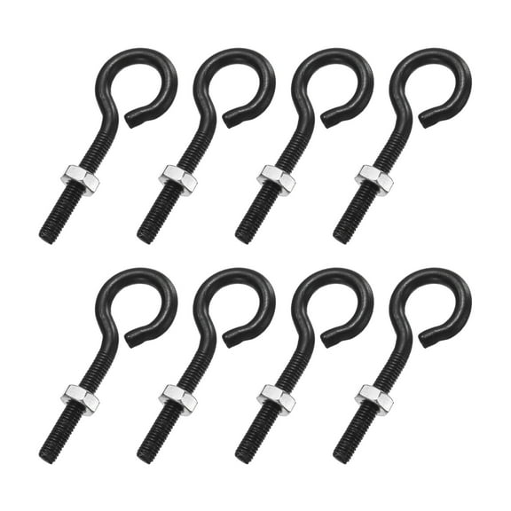 Uxcell 8 Pack Eye Bolts, M3 x 25mm 304 Stainless Steel Threaded EyeBolt Black Eye Hooks with Nut for Hanging or Securing Cables