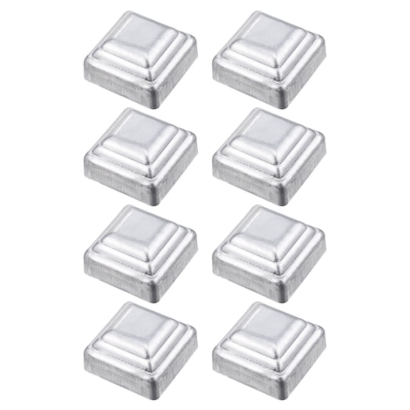 Uxcell 8 Pack Fence Post Cap Fit 1.4" x 1.4" OD Pipe, Galvanized Steel Deck Post Cover Square Decking Caps for Mailbox Outdoor Chain Link Wood/Metal Fence Deck Railing, Silver