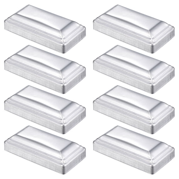Uxcell 8 Pack Fence Post Cap Fit 4" x 2" OD Pipe, Galvanized Steel Deck Post Cover Square Decking Caps for Mailbox Outdoor Chain Link Wood/Metal Fence Deck Railing, Silver