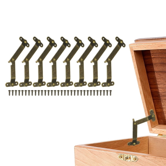 Uxcell 8 Pack Folding Lid Support Hinges, 180 Degree Iron Rotatable Furniture Lid Hinge, 2.64" x 1.26" Lid Stay Hinge for Cabinet, Wooden Boxes, Home Furniture, Window, Doors, Bronze