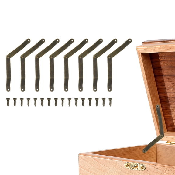 Uxcell 8 Pack Folding Lid Support Hinges, 180 Degree Iron Rotatable Furniture Lid Hinge, 3.15" x 0.39" Lid Stay Hinge for Cabinet, Wooden Boxes, Home Furniture, Window, Doors, Bronze
