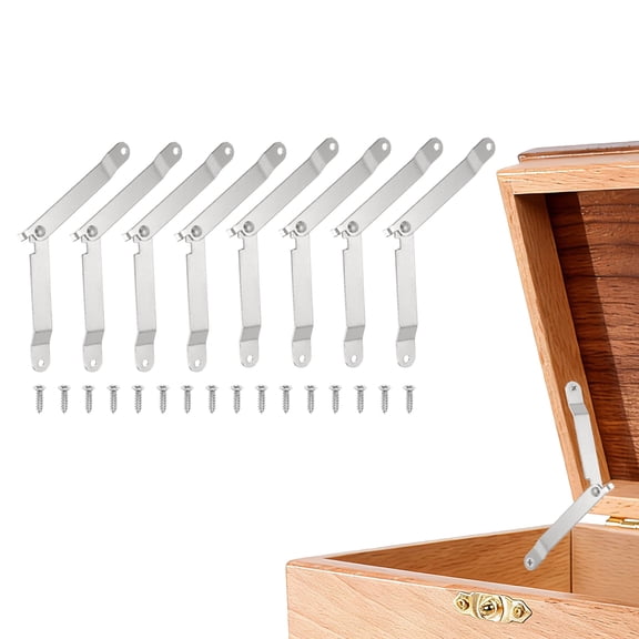 Uxcell 8 Pack Folding Lid Support Hinges, 180 Degree Iron Rotatable Furniture Lid Hinge, 3.27" x 0.43" Lid Stay Hinge for Cabinet, Wooden Boxes, Home Furniture, Window, Doors, Silver