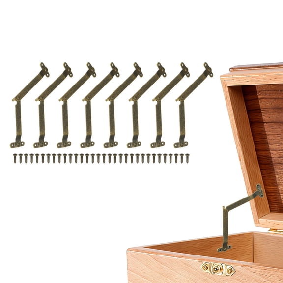 Uxcell 8 Pack Folding Lid Support Hinges, 180 Degree Iron Rotatable Furniture Lid Hinge, 3.82" x 1.26" Lid Stay Hinge for Cabinet, Wooden Boxes, Home Furniture, Window, Doors, Bronze