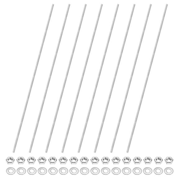 Uxcell 8-Pack Fully Threaded Rod, M4x330mm 304 Stainless Steel Right Hand Thread Bar Studs with Hex Nuts and Washers
