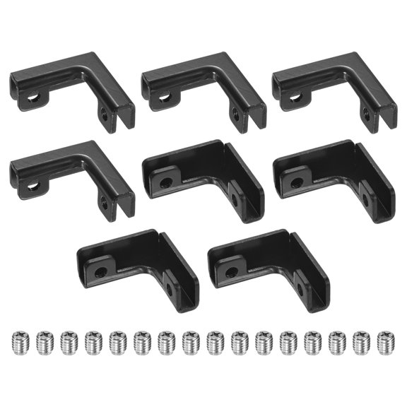 Uxcell 8-Pack Glass Clamps, Aluminum Alloy L-Shaped Glass Connector Clip Holder for 2-7mm Thickness Panels/Aquarium [Black]
