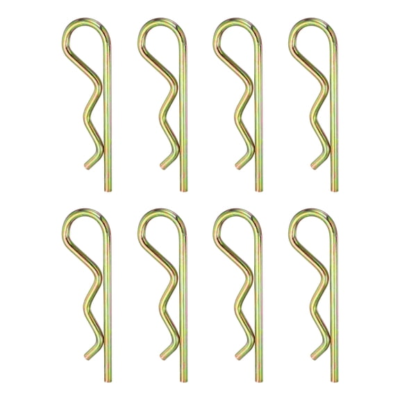 Uxcell 8 Pack Hitch Pin Clip, 5x110mm R Clips Spring Steel Gold, Retaining Wire Hairpin Cotter Pins for Trailer Tractor Mower Carts Truck Pin Fastener