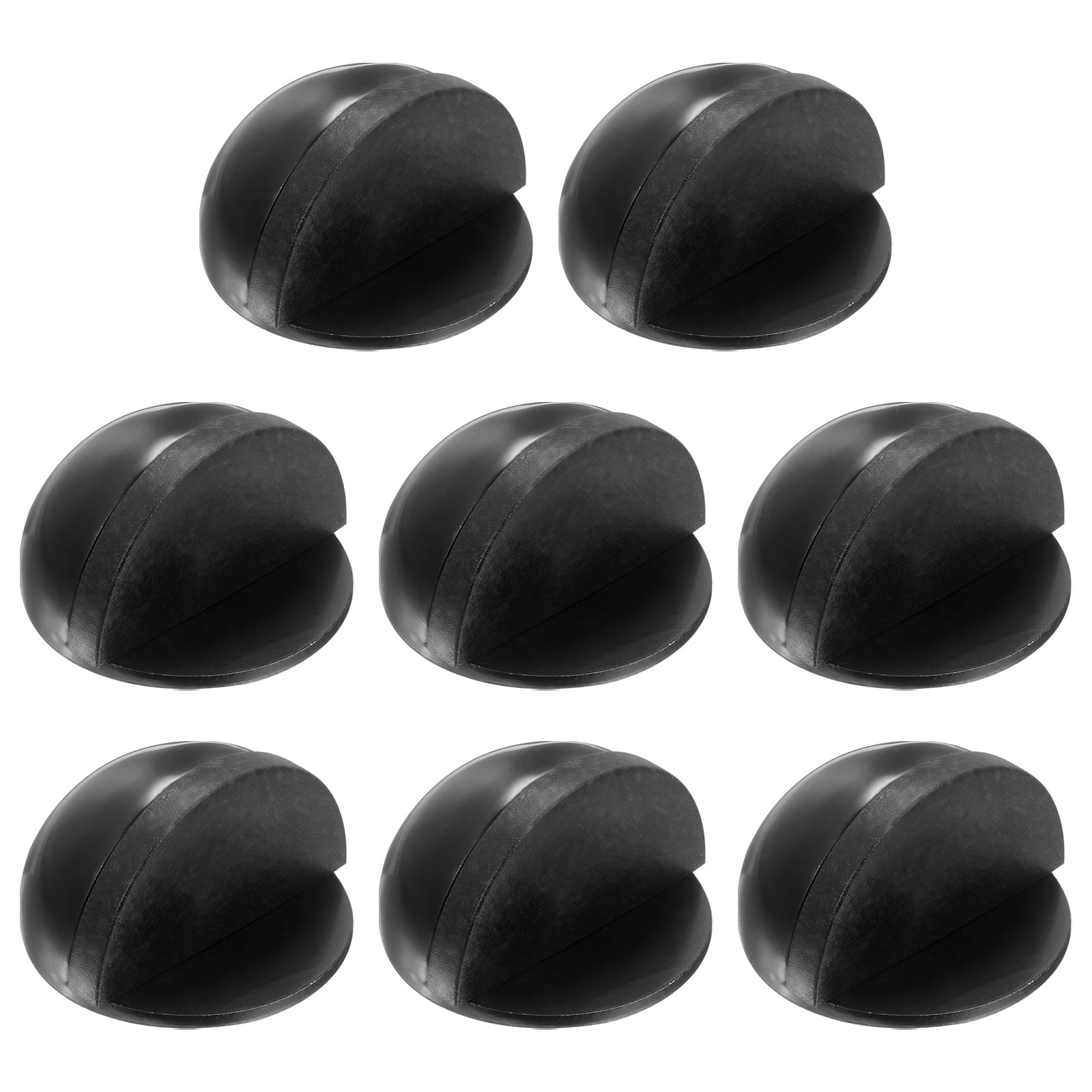 Uxcell 8 Pack Low Dome Floor Door Stop, 45mm Dia. Self Adhesive Door Stoppers, No Drilling Stainless Steel Half Dome Rubber Bumper Wall Protector for Bedroom Bathroom, Black