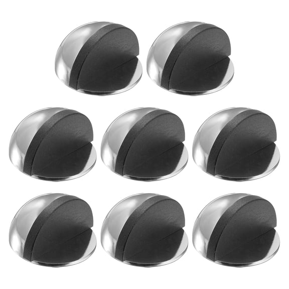 Uxcell 8 Pack Low Dome Floor Door Stop, 45mm Dia. Self Adhesive Door Stoppers, No Drilling Stainless Steel Half Dome Rubber Bumper Wall Protector for Bedroom Bathroom, Silver Tone