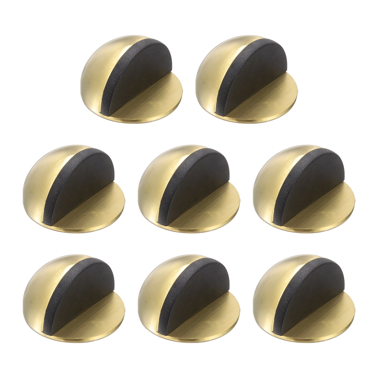 Uxcell 8 Pack Low Dome Floor Door Stop, 45mm Dia. Self Adhesive Door Stoppers, No Drilling Stainless Steel Half Dome Rubber Bumper Wall Protector for Bedroom Bathroom, Gold