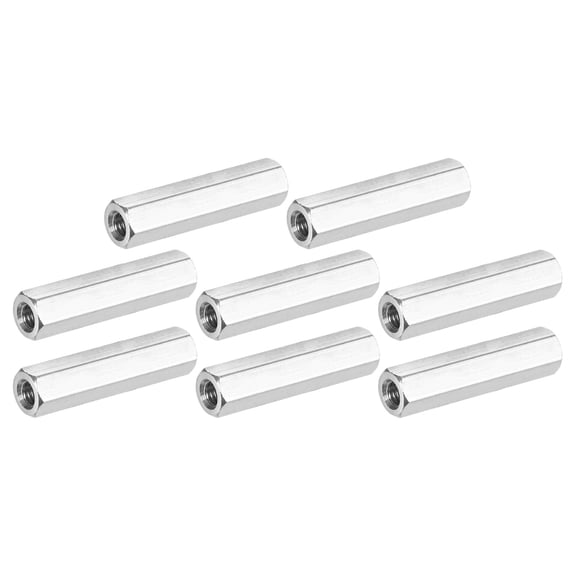 Uxcell 8-Pack M4 x 0.7-Pitch Hex Coupling Nuts, 30mm/1.18" Length 304 Stainless Steel Threaded Connector[Silver Tone]