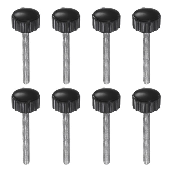 Uxcell 8 Pack M4 x 40mm Male Thread 16mm Knurled Grip Clamping Knobs Handle Thumb Screw Black