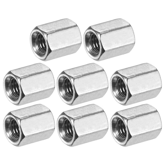 Uxcell 8-Pack M5-0.8 Hex Coupling Nuts for Machine, 304 Stainless Steel, 10mm Length