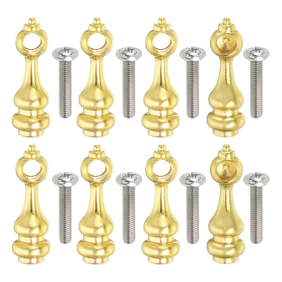 Uxcell 8 Pack Metal Gallery Rail Post, Shelf Rail Connectors with Screws, Glass Railing Post End Caps for Gallery, Shelves, Cabinets, Cart Spindles, Gold