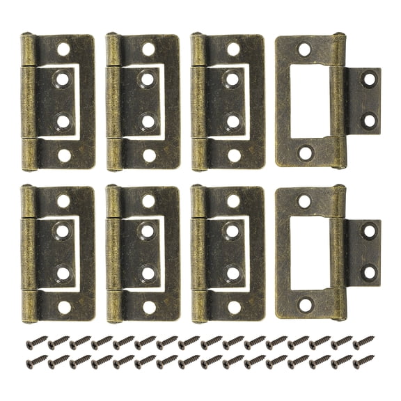 Uxcell 8 Pack Non Mortise Door Hinges, 1.5" x 0.8" Iron Bifold Butt Cabinet Hinges Smooth Sliding Bearing Hinge with Mounting Screws for Doors, Windows, Cabinets, Box, Furniture, Bronze