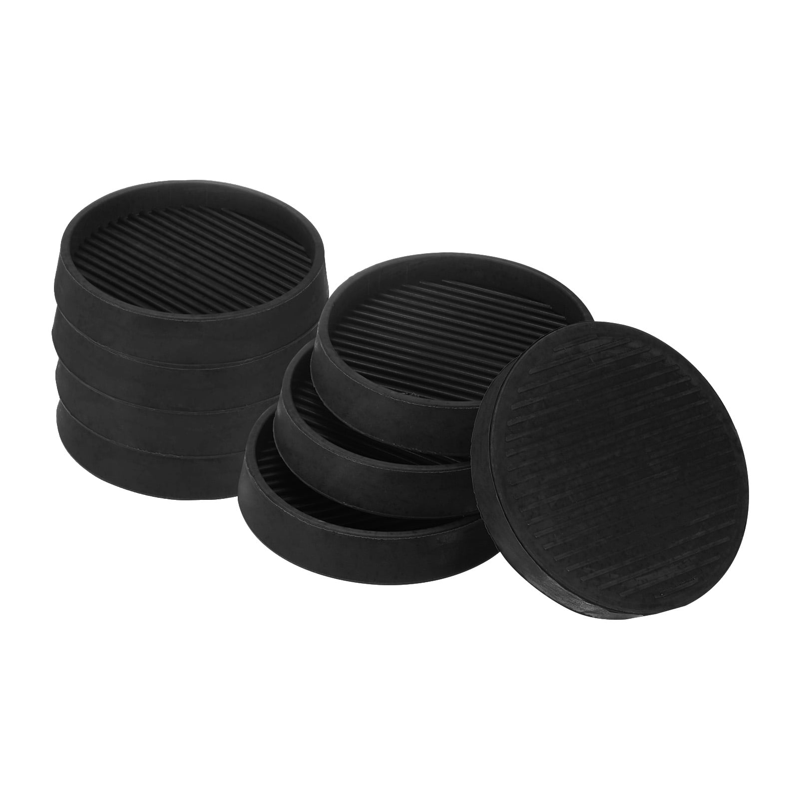 8-Pack Furniture Coasters Cups 3" Round Rubber Anti Slide Floor Protector Pads for Sofa Chair/Piano Stopper Furniture Caster Leg Non Slip Feet Cups [Black]