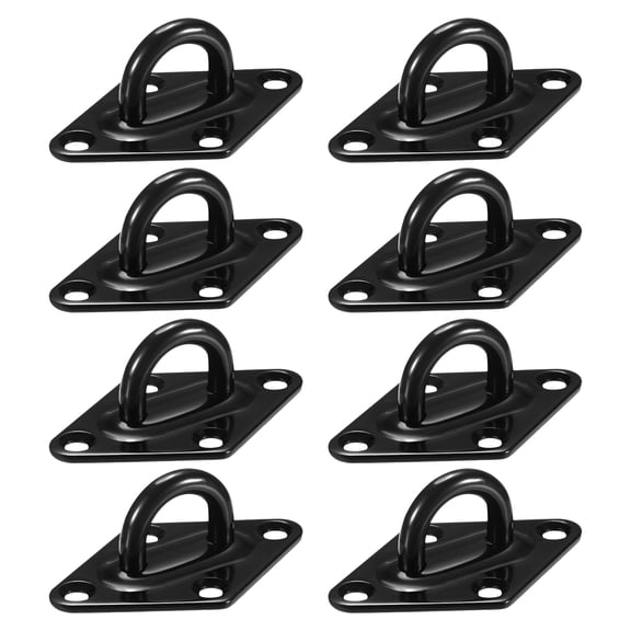 Uxcell 8-Pack Pad Eye Snap Hooks, Stainless Steel M6 Heavy Duty Ceiling Hook with Rhombus Pad Eye Plates for Hanging/Wall Mount Marine Hardware [Black]