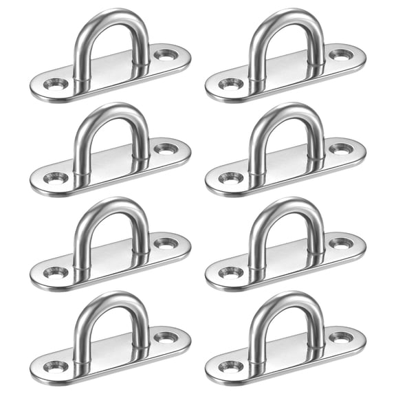 Uxcell 8-Pack Pad Eye Snap Hooks, Stainless Steel M6 Heavy Duty Ceiling Hook with Oval Pad Eye Plates for Hanging/Wall Mount Marine Hardware [Silver]
