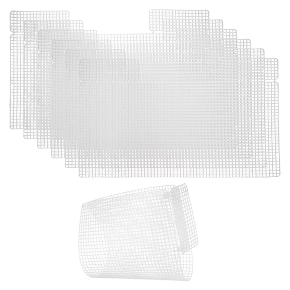 Uxcell 8 Pack Plastic Mesh Canvas Sheet, 14.3 x 7.3 Inch Plastic Mesh Sheet for Crochet Purse Making, Blank Canvas for Embroidery, Crafting, DIY Project, White