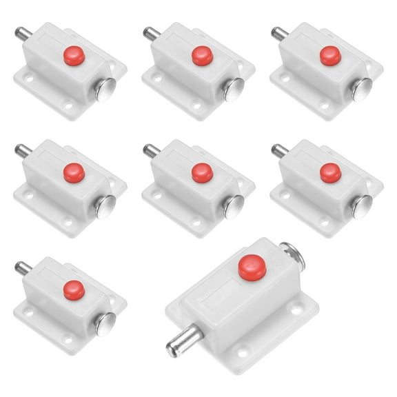 Uxcell 8-Pack Plastic Push Button Spring Loaded Latch, Automatic Door Latch Lock Button Bolt Latches[White]