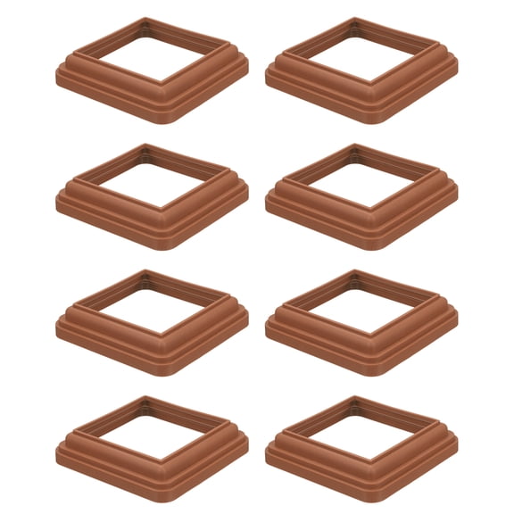Uxcell 8 Pack Post Skirt, 4 x 4 Inch One-Piece Plastic Post Base Cover, Deck Post Base Cover Trim Skirt for Fence Wood Stair Handrail Railing Porch, Red