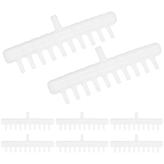 Uxcell 8-Pack Rake-Shaped Hose Joint Diverter, 10-Way Water Flow Divider for Aquarium Garden [Transparent]