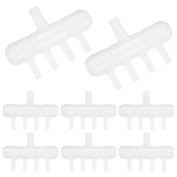 Uxcell 8-Pack Rake-Shaped Hose Joint Diverter, 4-Way Water Flow Divider for Aquarium Garden [Transparent]